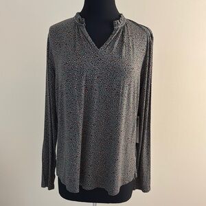 Tribal Leopard Print Top in Ivy Green NWT Size L